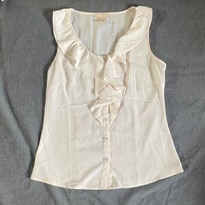 Banana Republic Cream Ruffle Blouse cream flowy hippy bobo casual